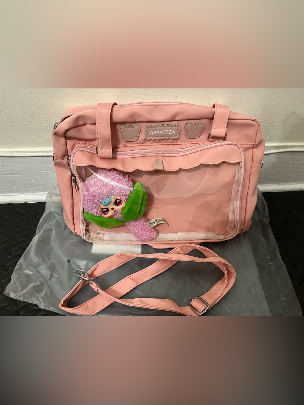 APASTTCA Pink Clear-Front Crossbody Bag